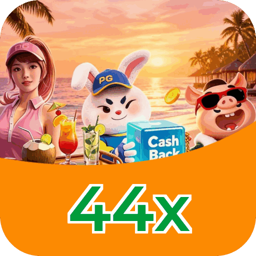 Interface do aplicativo 44x mostrando jogos disponíveis no iOS e Android